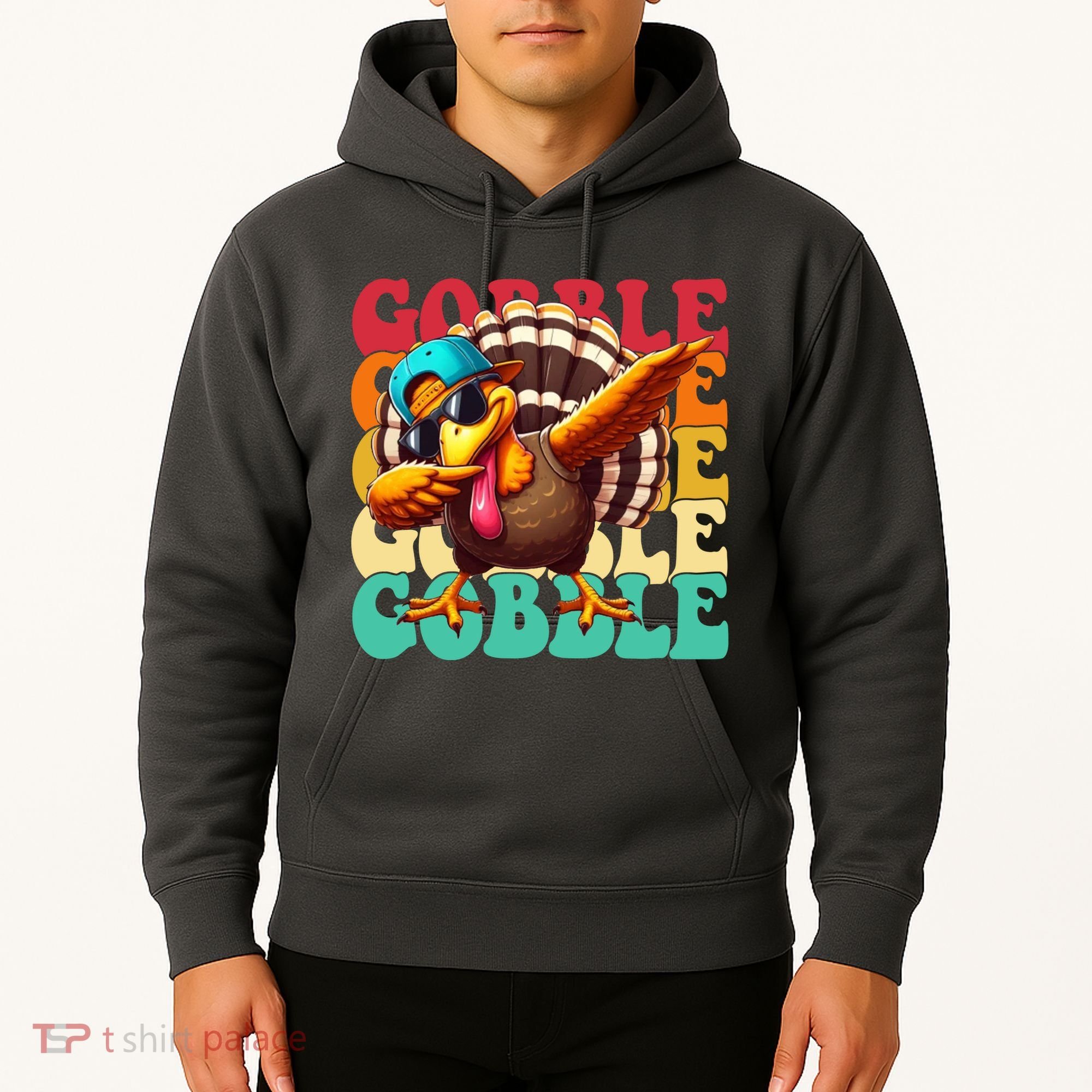 Gobble Cool Turkey Day Thanksgiving Retro Hoodie