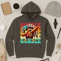 Gobble Cool Turkey Day Thanksgiving Retro Hoodie thumb 3