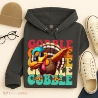 Gobble Cool Turkey Day Thanksgiving Retro Hoodie thumb 4