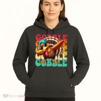 Gobble Cool Turkey Day Thanksgiving Retro Hoodie thumb 5