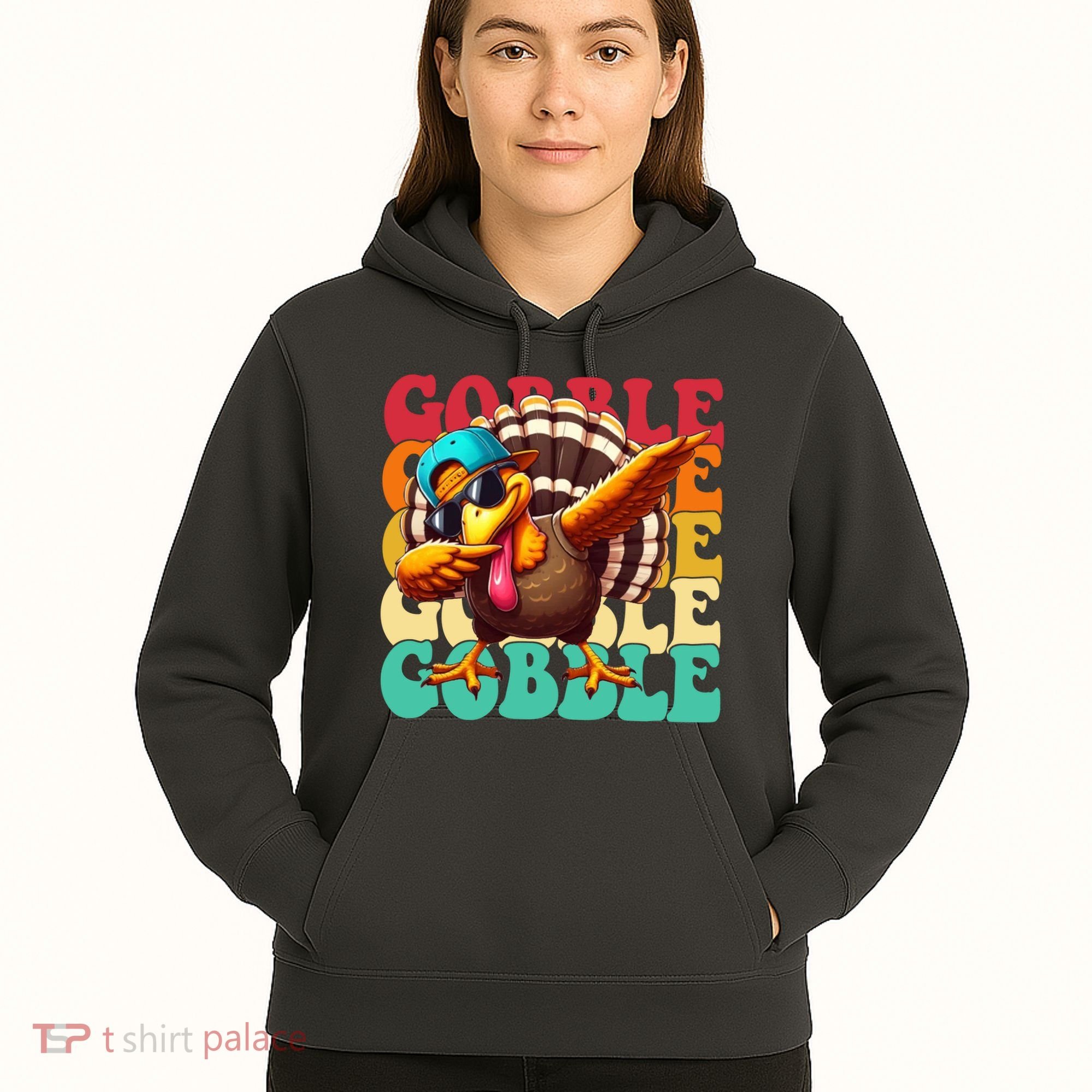 Gobble Cool Turkey Day Thanksgiving Retro Hoodie