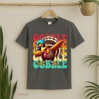 Gobble Cool Turkey Day Thanksgiving Retro T-Shirt thumb 2