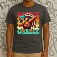 Gobble Cool Turkey Day Thanksgiving Retro T-Shirt thumb 3