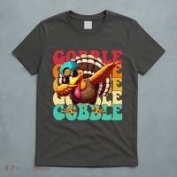 Gobble Cool Turkey Day Thanksgiving Retro T-Shirt thumb 5