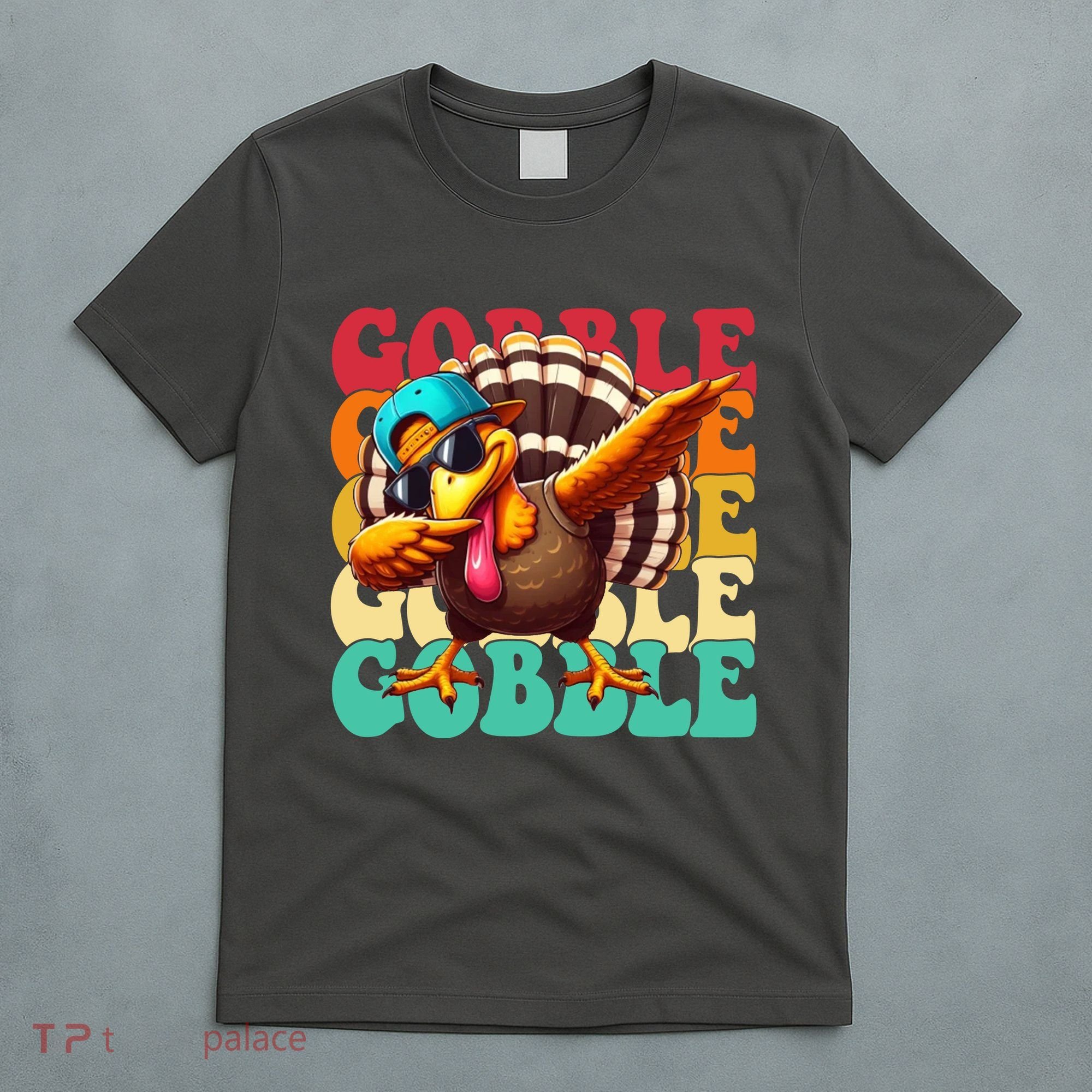 Gobble Cool Turkey Day Thanksgiving Retro T-Shirt