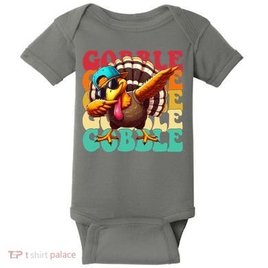 Gobble Cool Turkey Day Thanksgiving Retro Baby Bodysuit