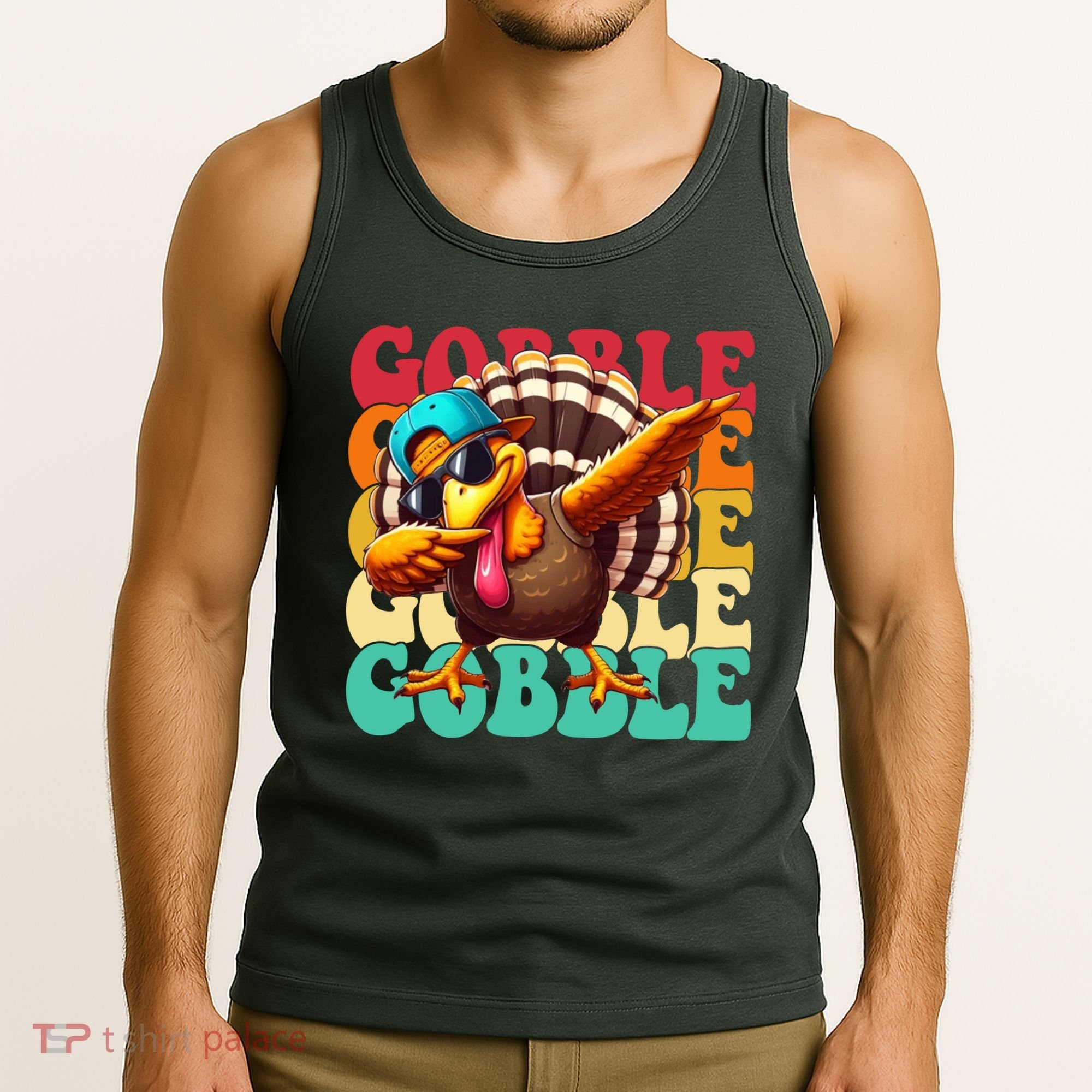 Gobble Cool Turkey Day Thanksgiving Retro Tank Top