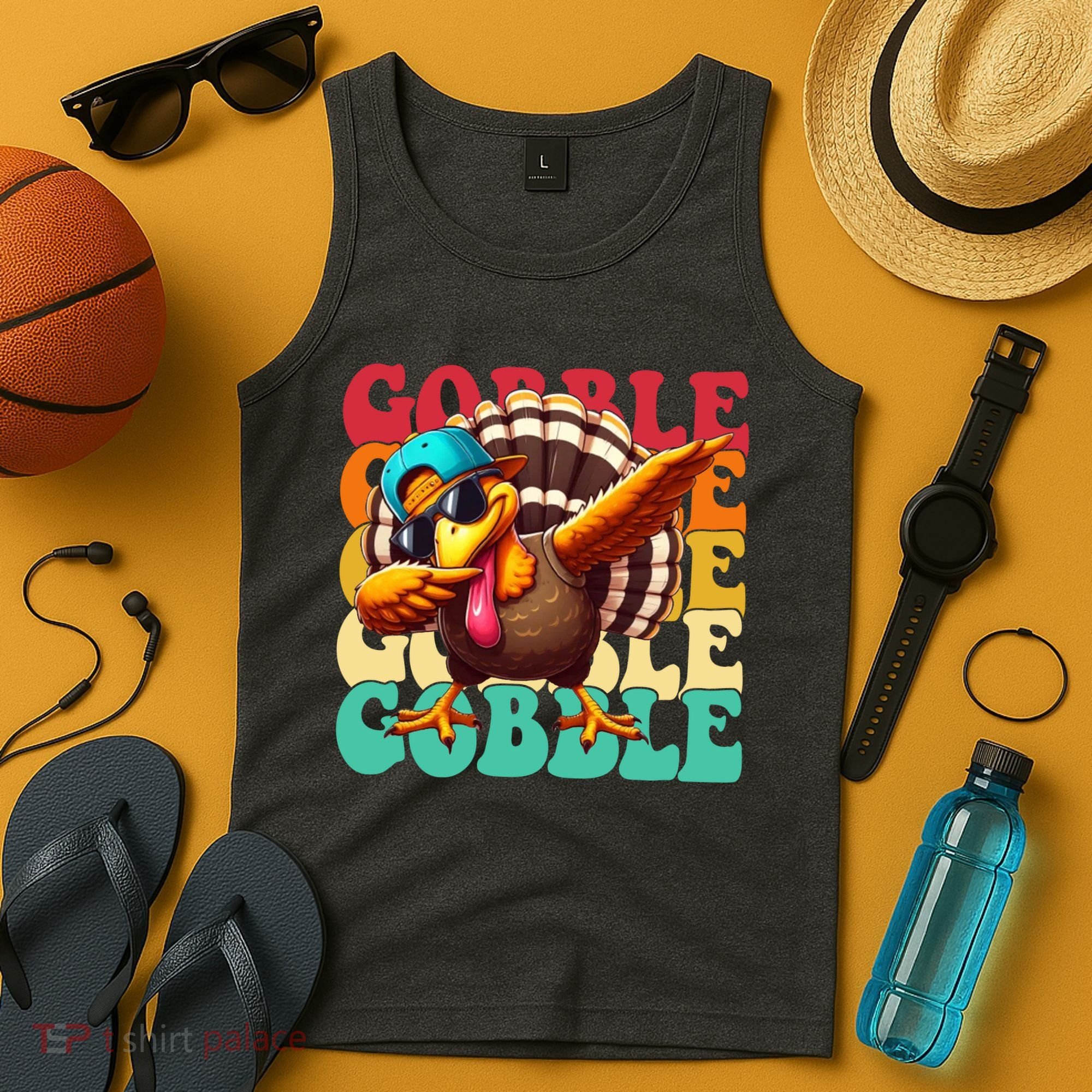 Gobble Cool Turkey Day Thanksgiving Retro Tank Top