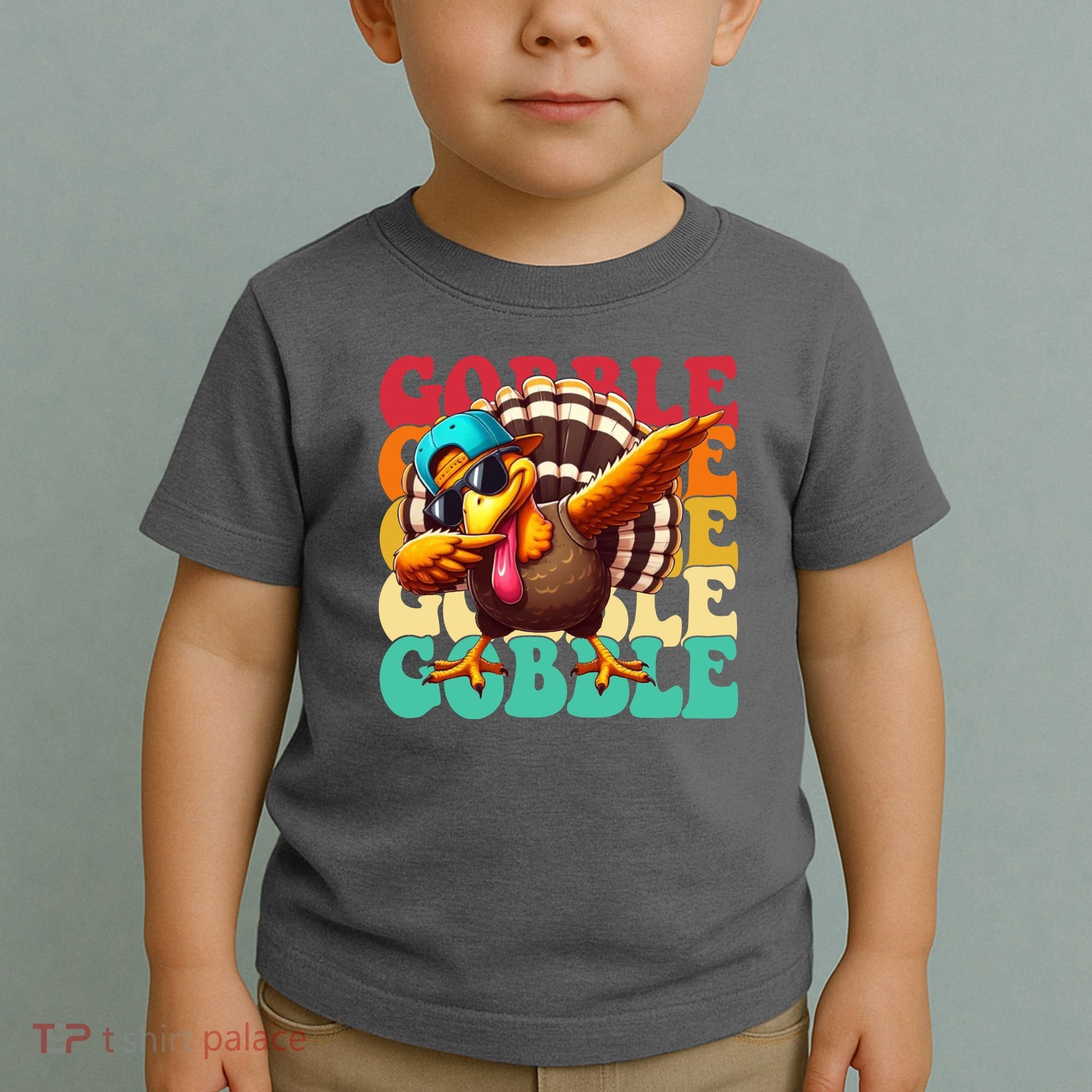 Gobble Cool Turkey Day Thanksgiving Retro Toddler T-Shirt