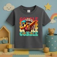 Gobble Cool Turkey Day Thanksgiving Retro Toddler T-Shirt thumb 3