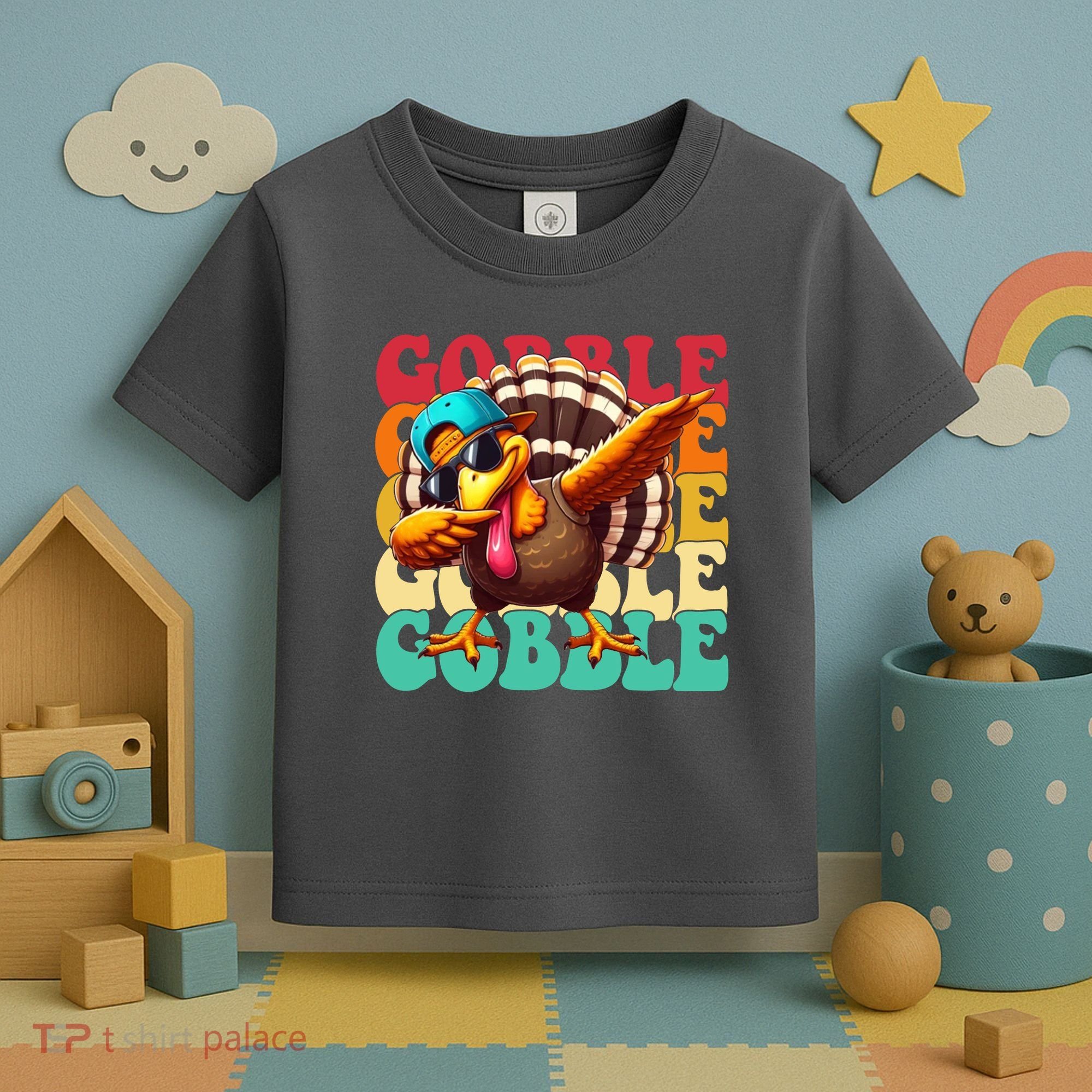 Gobble Cool Turkey Day Thanksgiving Retro Toddler T-Shirt