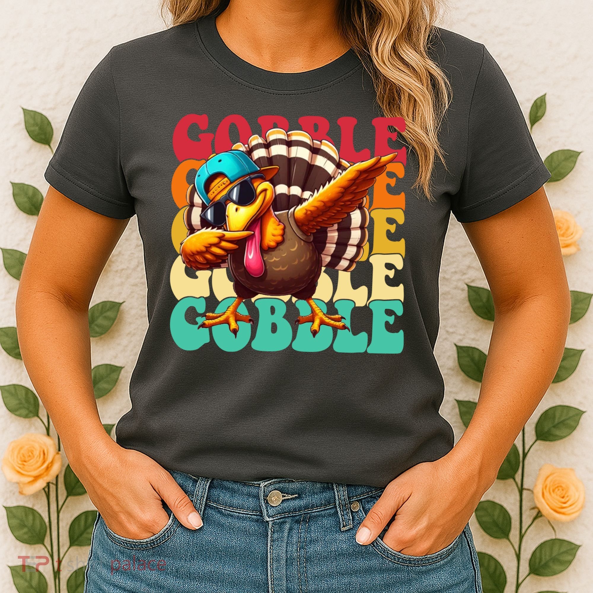 Gobble Cool Turkey Day Thanksgiving Retro Women's T-Shirt