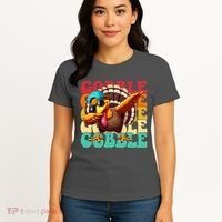 Gobble Cool Turkey Day Thanksgiving Retro Women's T-Shirt thumb 4