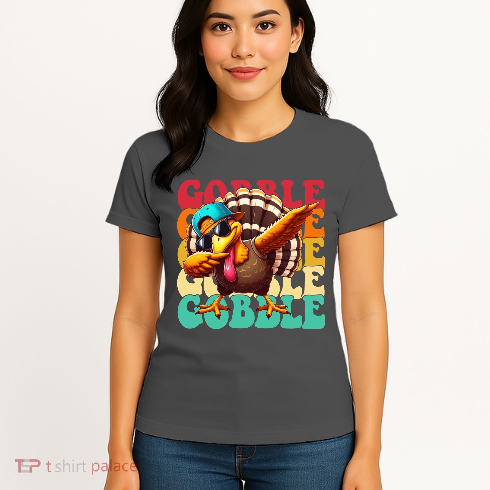 Gobble Cool Turkey Day Thanksgiving Retro Women's T-Shirt