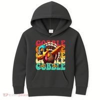 Gobble Cool Turkey Day Thanksgiving Retro Kids Hoodie thumb 0