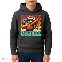 Gobble Cool Turkey Day Thanksgiving Retro Kids Hoodie thumb 4