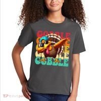 Gobble Cool Turkey Day Thanksgiving Retro Kids T-Shirt thumb 2
