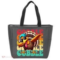 Gobble Cool Turkey Day Thanksgiving Retro Tote Bag thumb 0