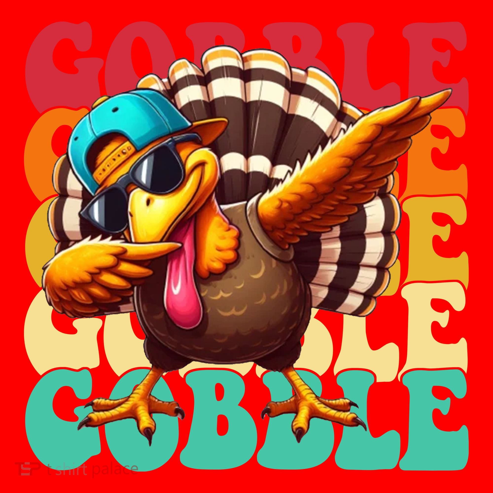 Gobble Cool Turkey Day Thanksgiving Retro Santa Hat