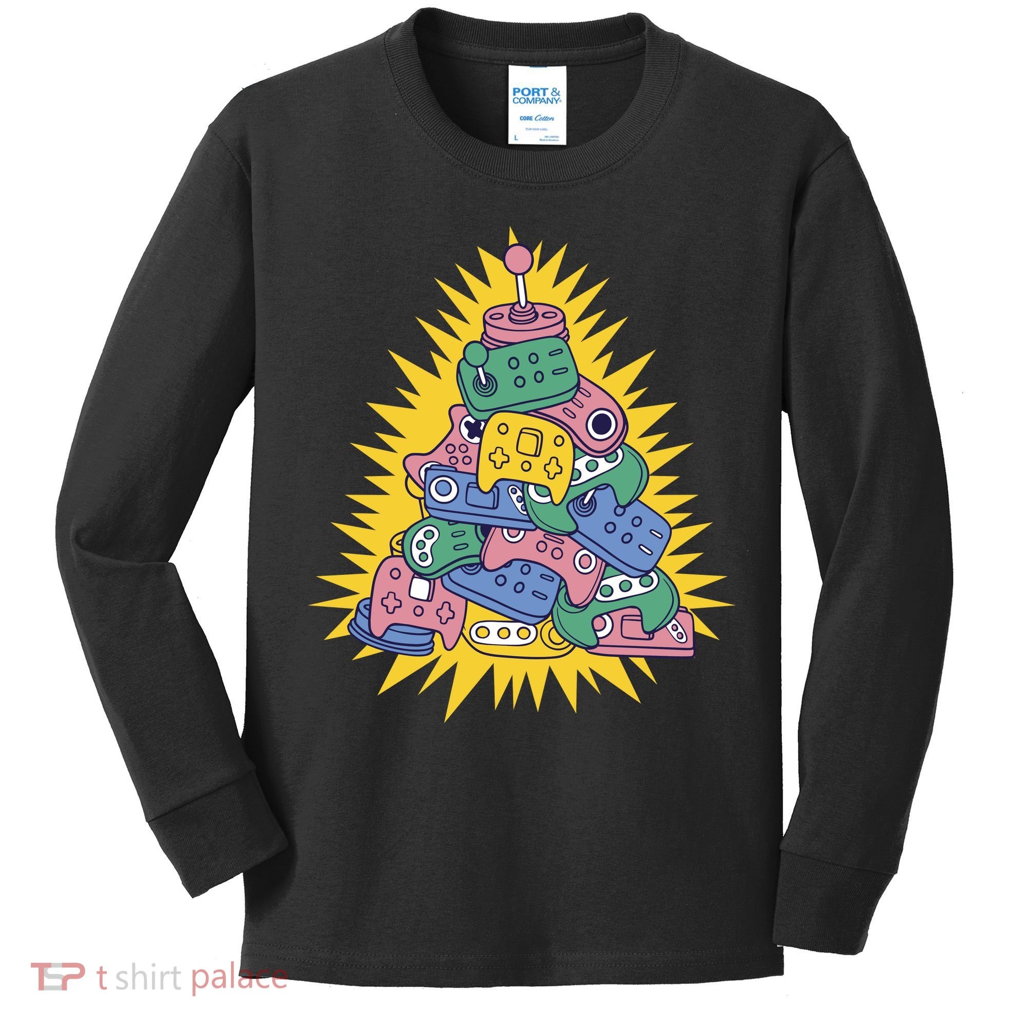 Gaming Christmas Tree Kids Long Sleeve Shirt