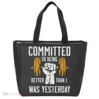 Gym Committed To Better Than Yesterday Workout Women Tote Bag thumb 0