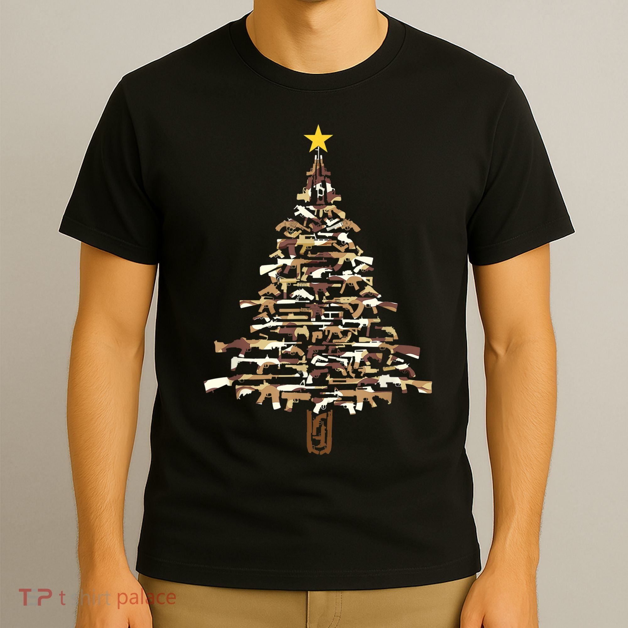 Guns Christmas Tree Camo Print Xmas Gift For Gun Lover TShirt T-Shirt
