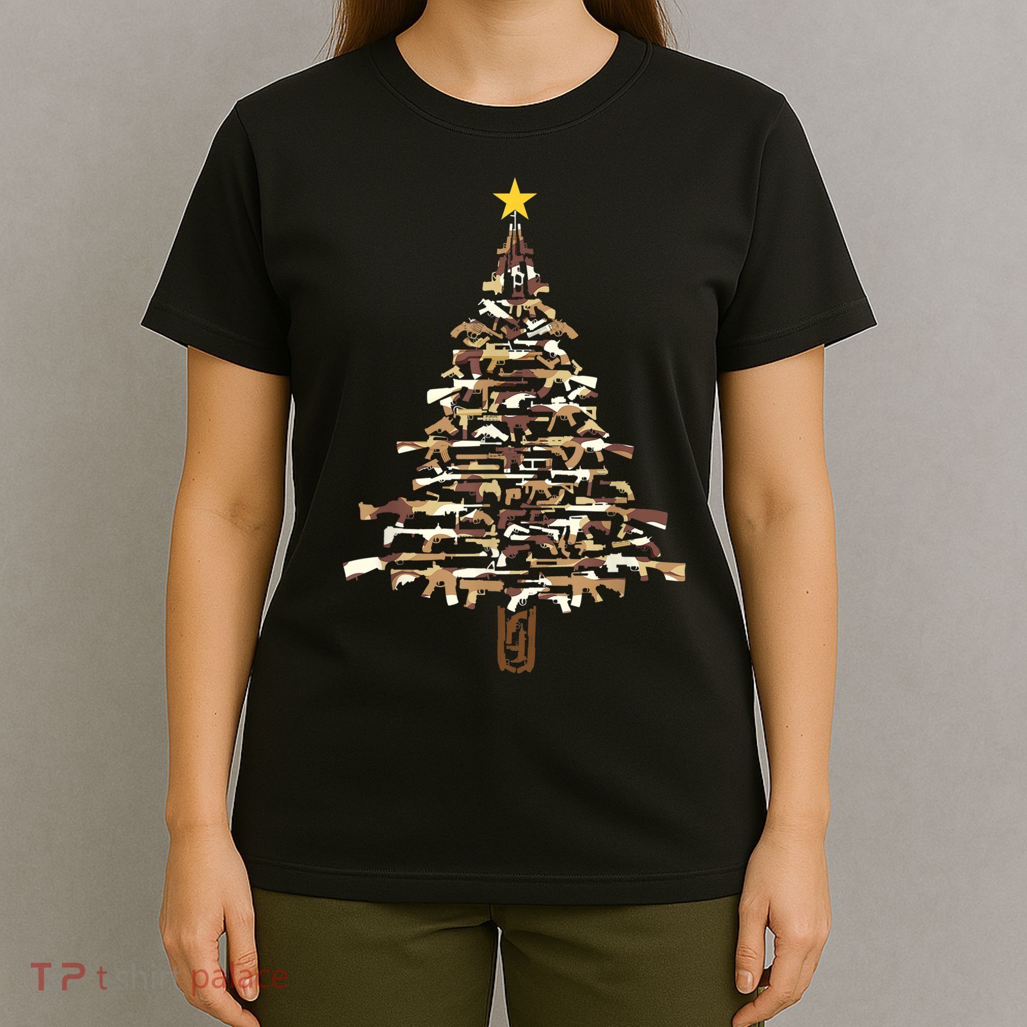 Guns Christmas Tree Camo Print Xmas Gift For Gun Lover TShirt T-Shirt