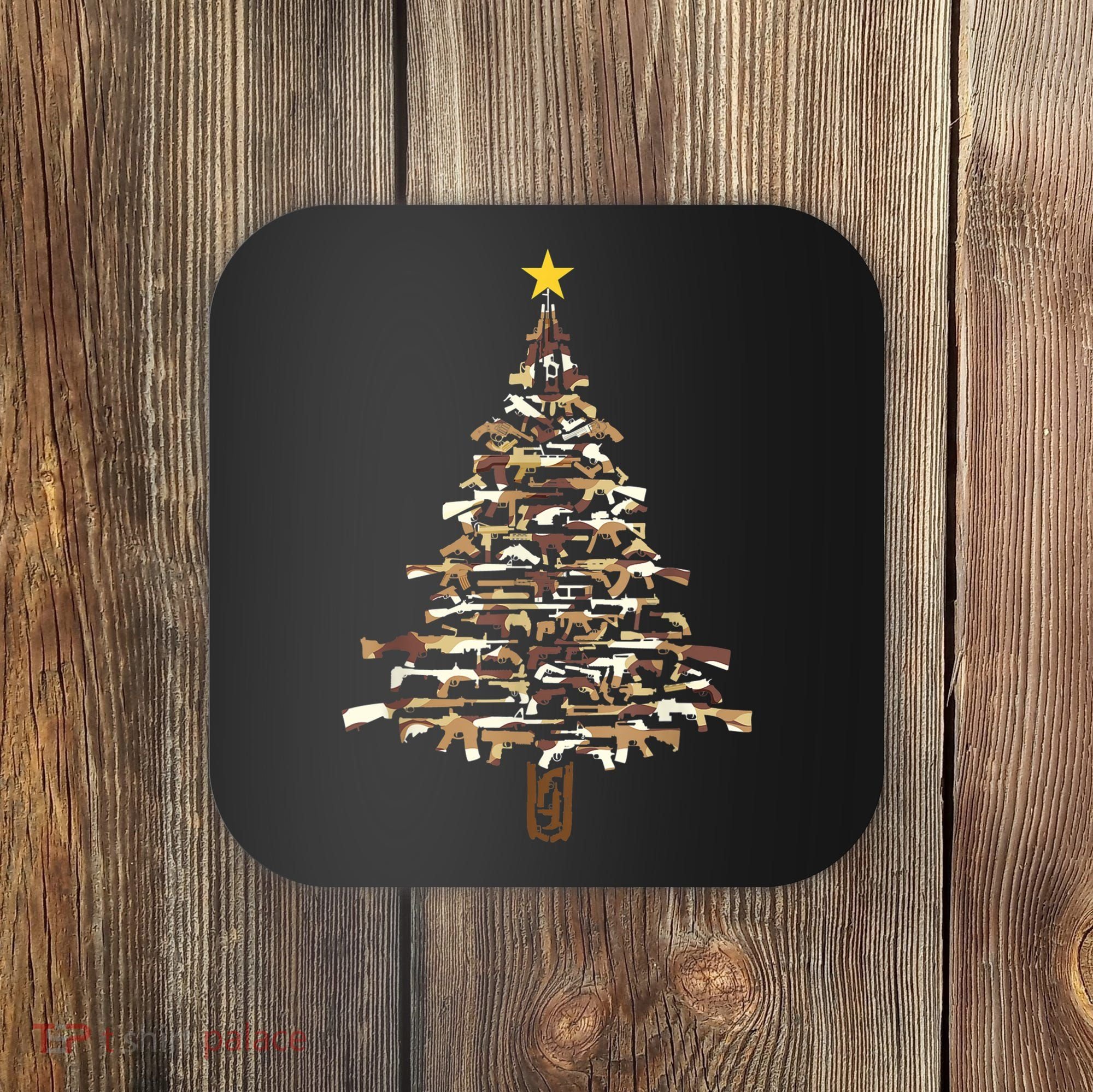 Guns Christmas Tree Camo Print Xmas Gift For Gun Lover TShirt Coaster