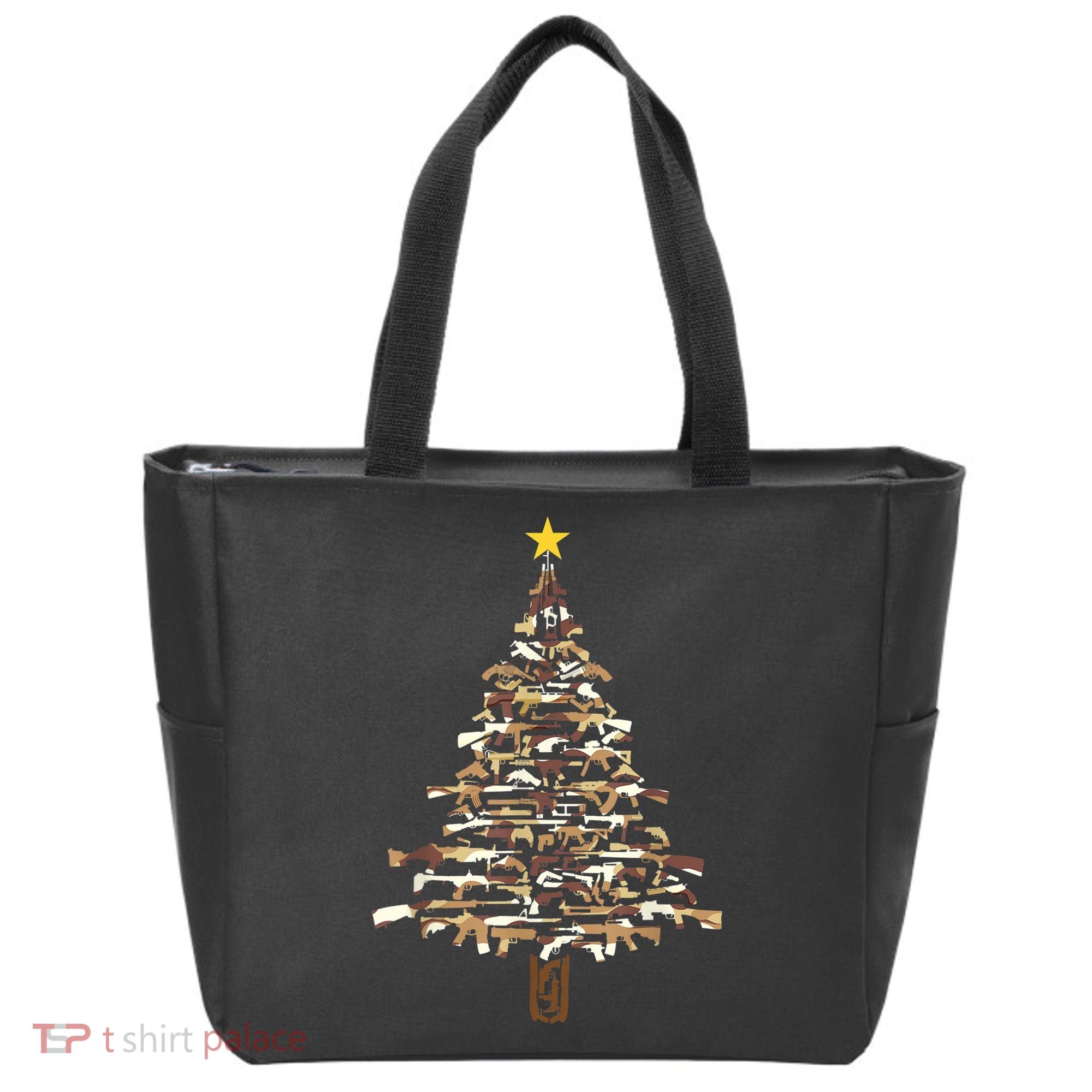 Guns Christmas Tree Camo Print Xmas Gift For Gun Lover TShirt Tote Bag