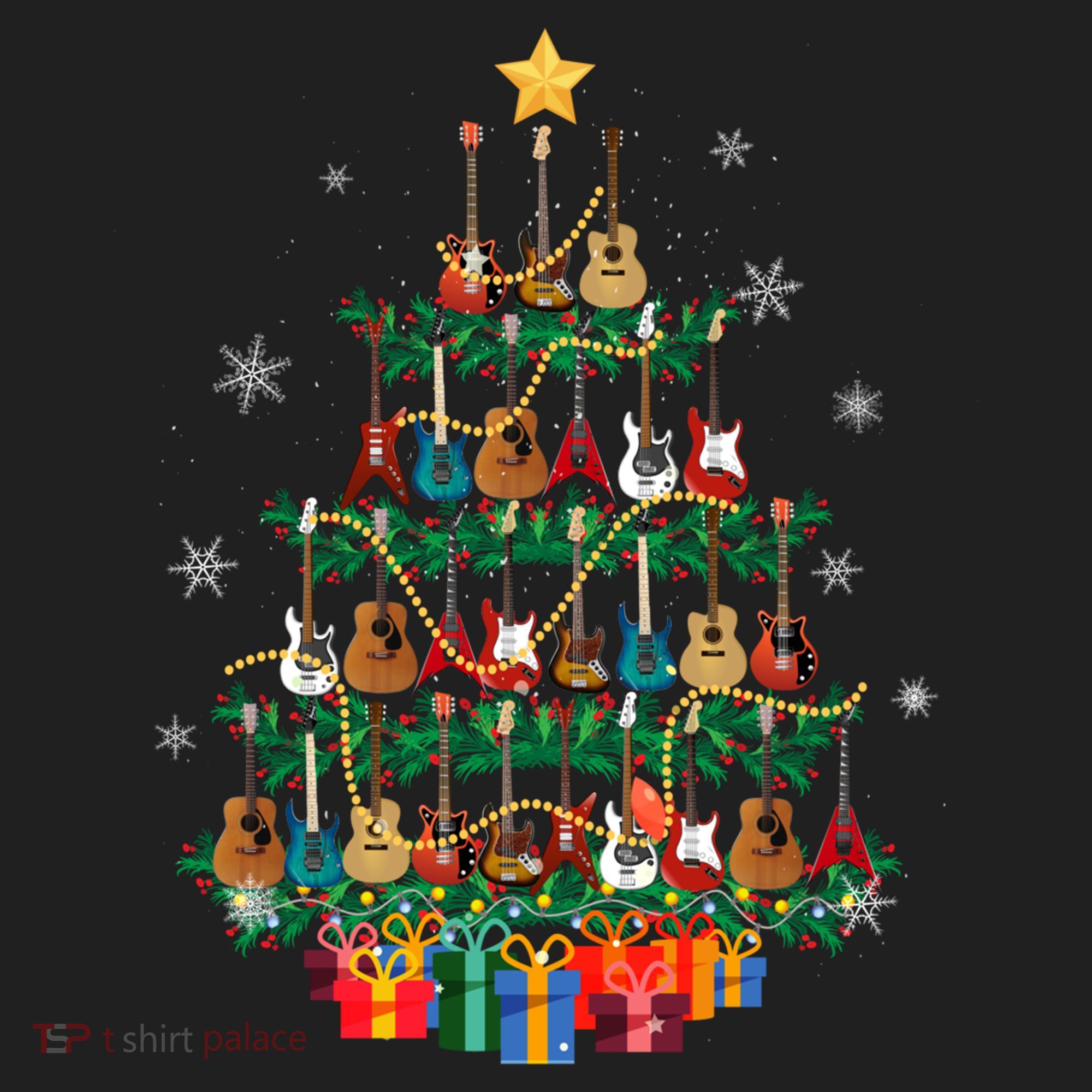 Guitar Christmas Tree Funny Merry Xmas Guitar Lover Player Gift Beanie