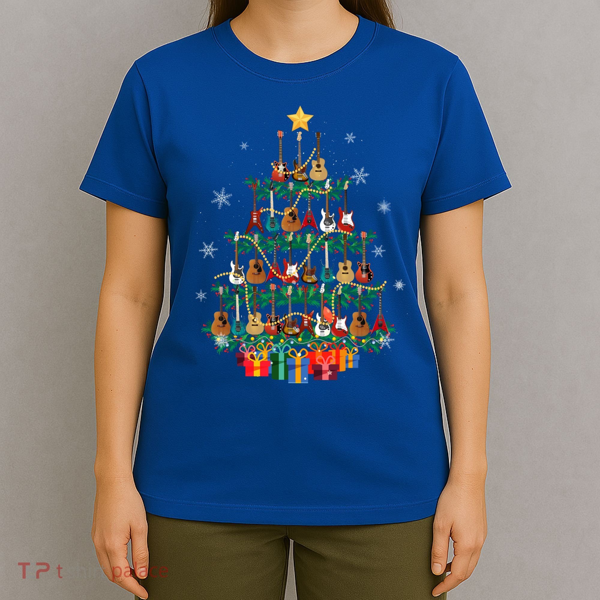 Guitar Christmas Tree Funny Merry Xmas Guitar Lover Player Gift T-Shirt