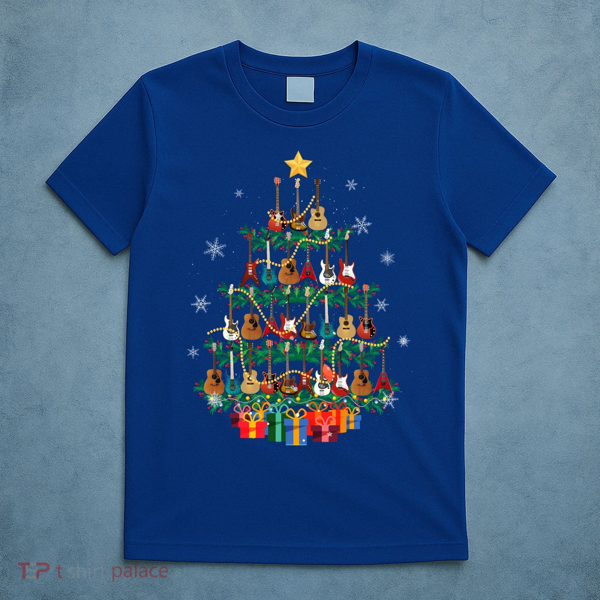 Guitar Christmas Tree Funny Merry Xmas Guitar Lover Player Gift T-Shirt