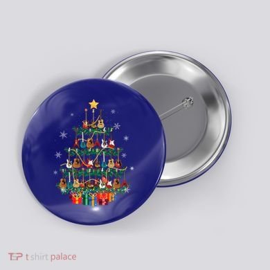 Guitar Christmas Tree Funny Merry Xmas Guitar Lover Player Gift Button