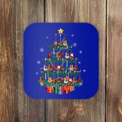 Guitar Christmas Tree Funny Merry Xmas Guitar Lover Player Gift Coaster