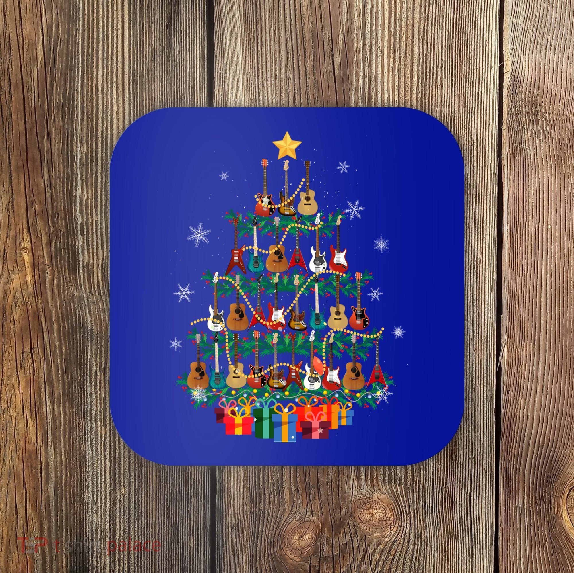 Guitar Christmas Tree Funny Merry Xmas Guitar Lover Player Gift Coaster