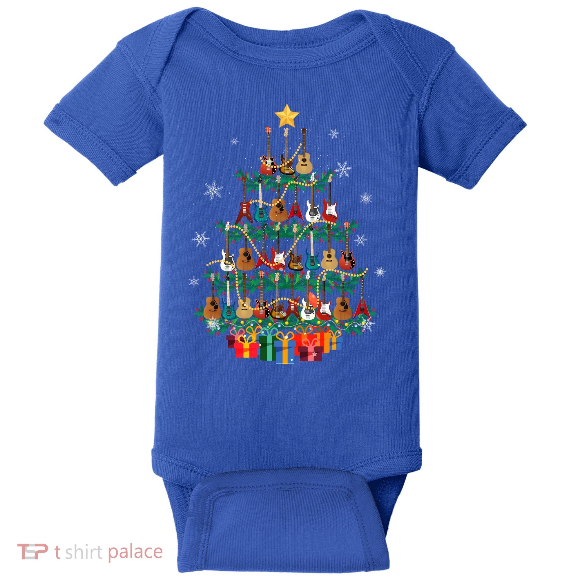 Guitar Christmas Tree Funny Merry Xmas Guitar Lover Player Gift Baby Bodysuit