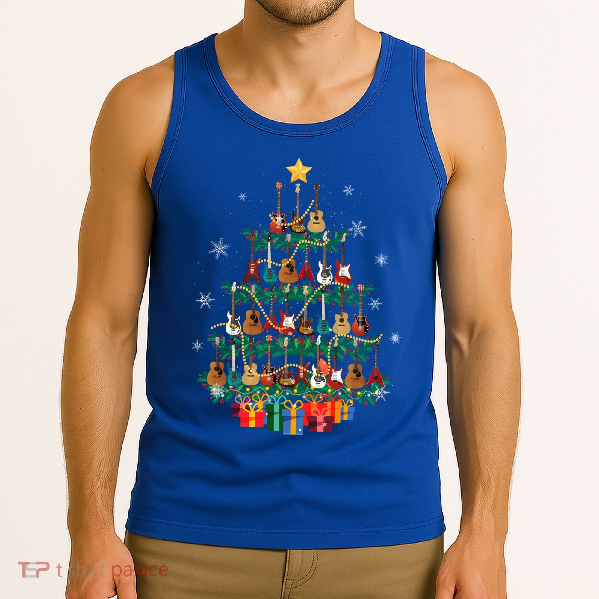 Guitar Christmas Tree Funny Merry Xmas Guitar Lover Player Gift Tank Top