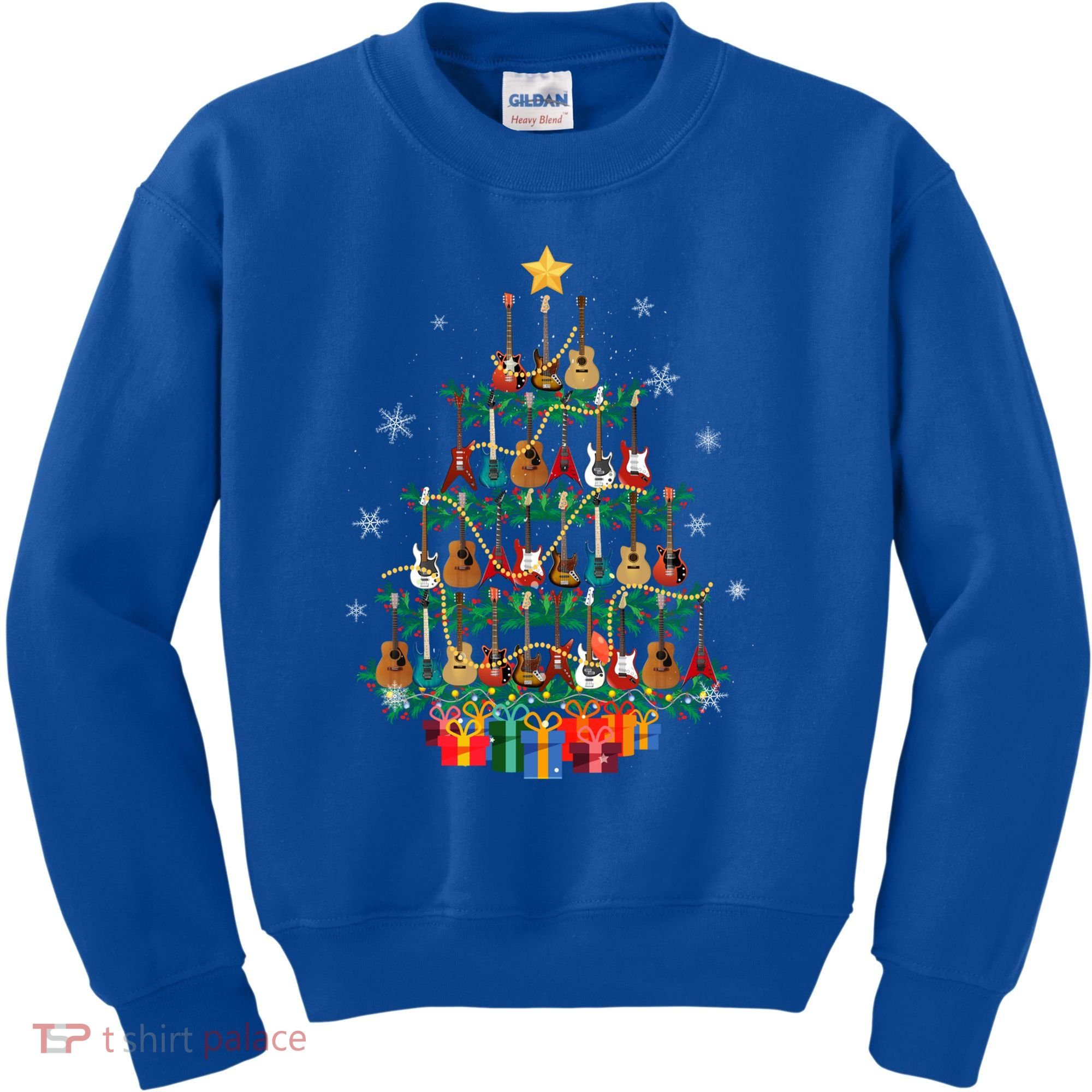 Guitar Christmas Tree Funny Merry Xmas Guitar Lover Player Gift Kids Sweatshirt