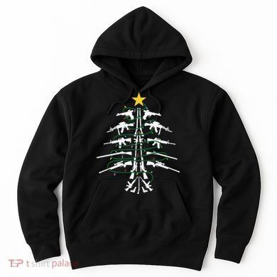 Guns Christmas Tree Xmas Veteran Hoodie