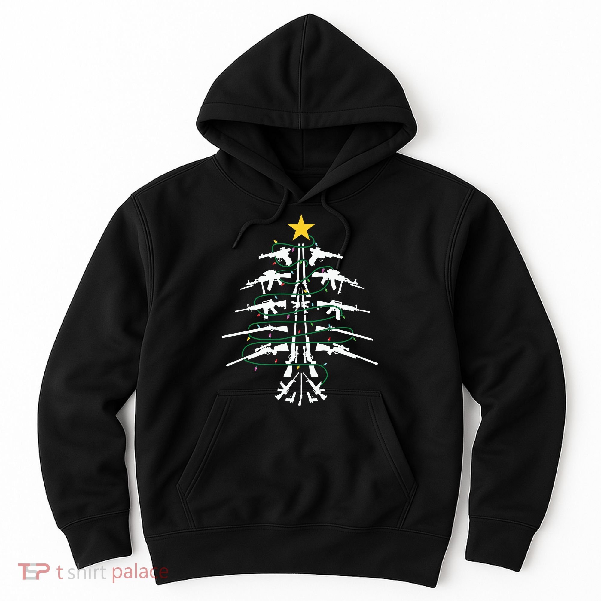 Guns Christmas Tree Xmas Veteran Hoodie