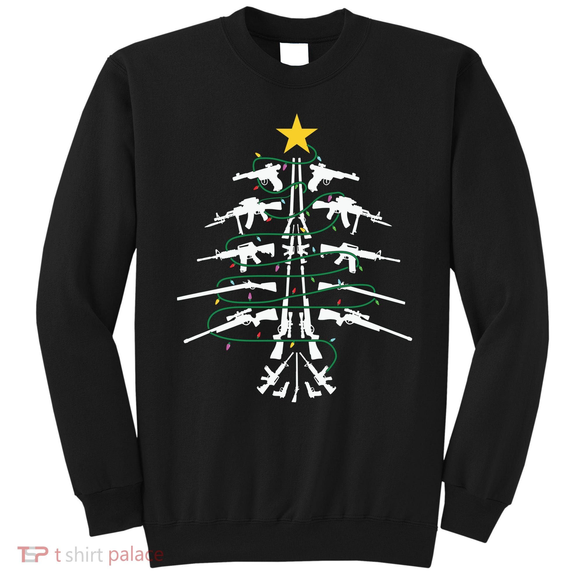 Guns Christmas Tree Xmas Veteran Sweatshirt