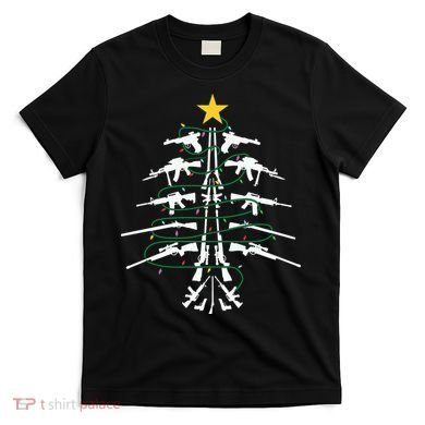 Guns Christmas Tree Xmas Veteran T-Shirt