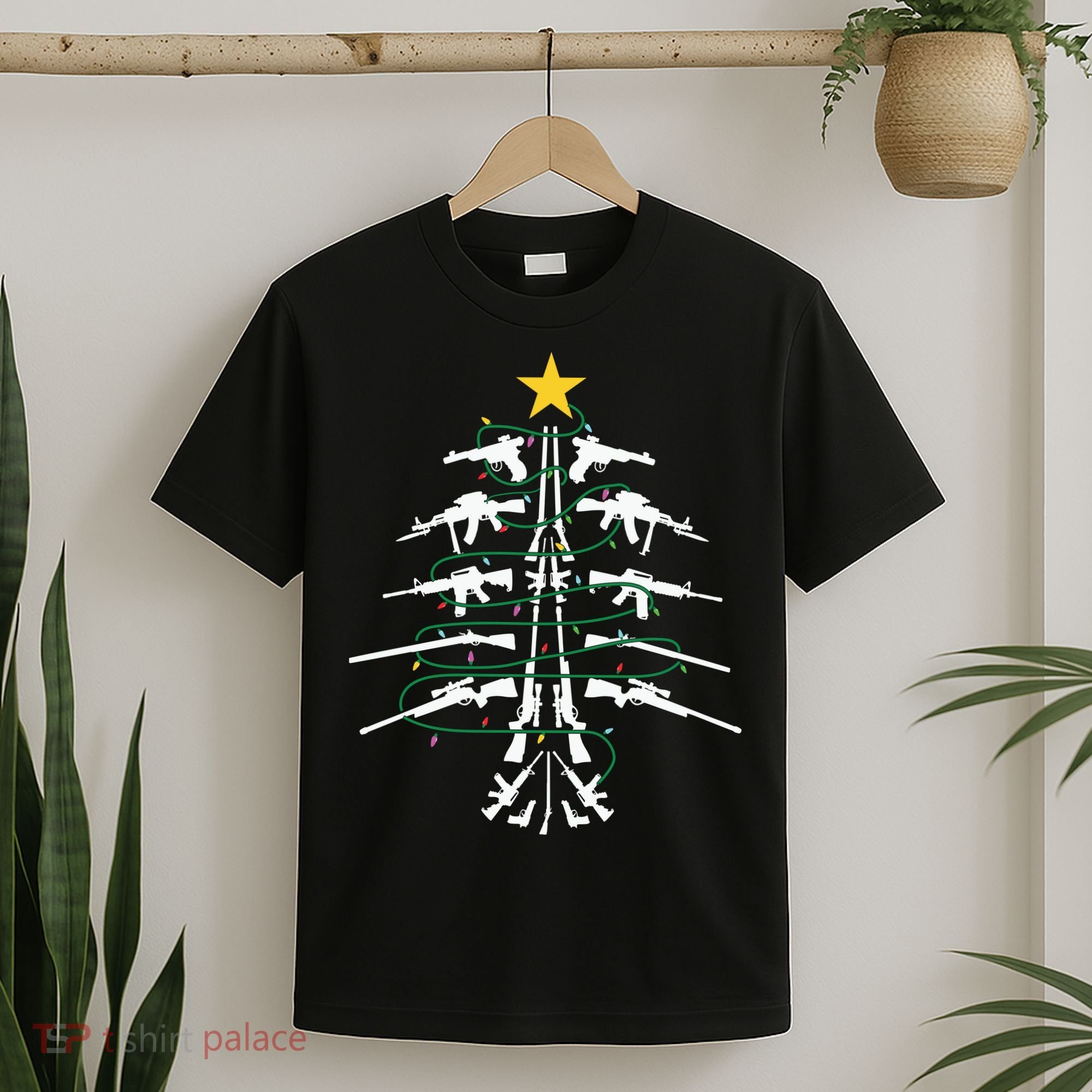 Guns Christmas Tree Xmas Veteran T-Shirt