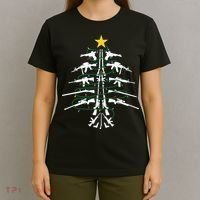 Guns Christmas Tree Xmas Veteran T-Shirt thumb 4