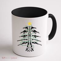Guns Christmas Tree Xmas Veteran Coffee Mug thumb 1