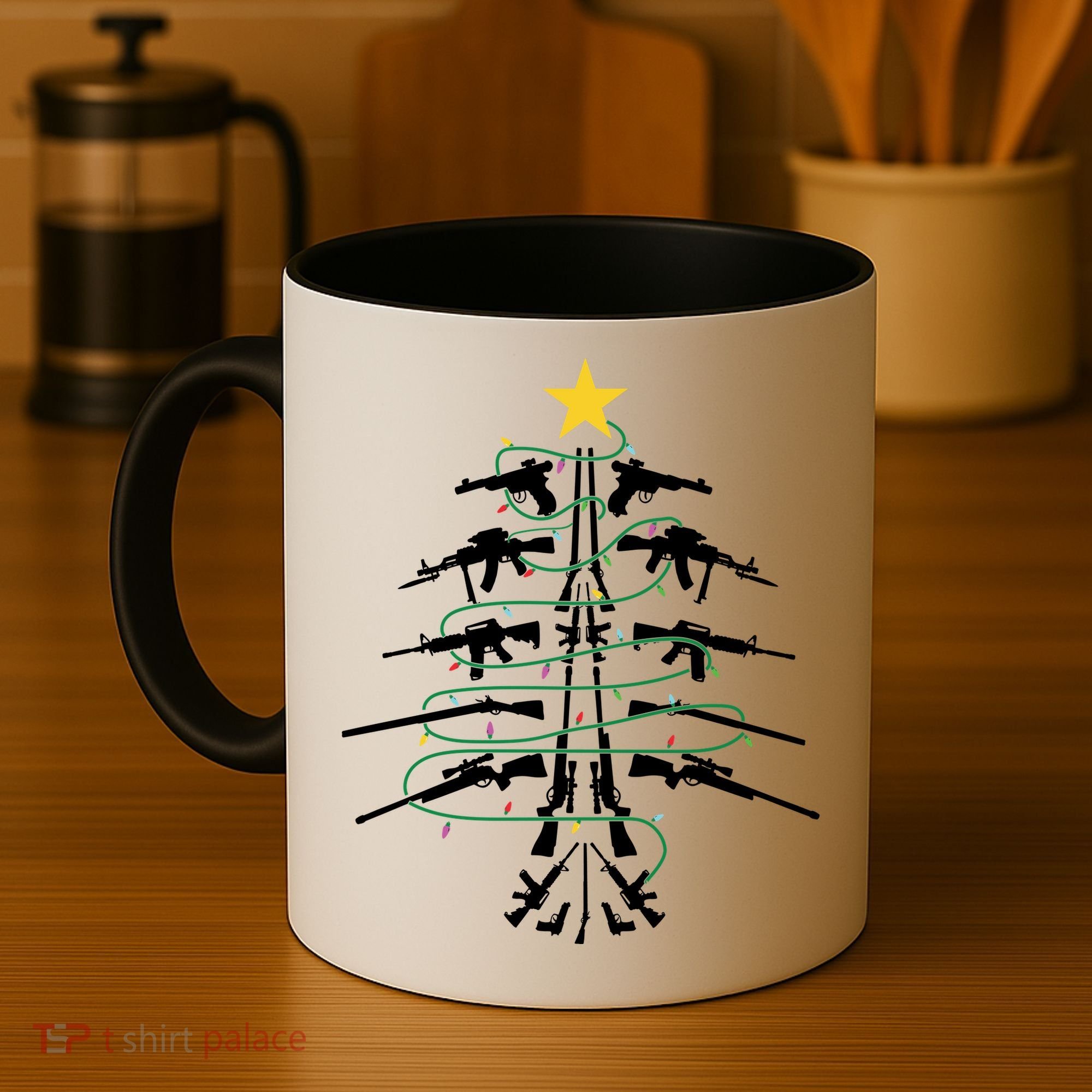 Guns Christmas Tree Xmas Veteran Coffee Mug