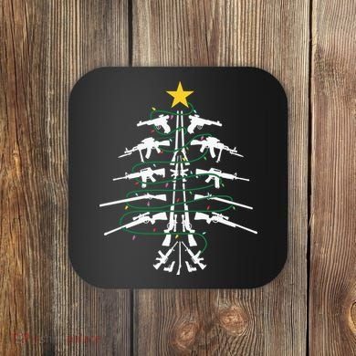 Guns Christmas Tree Xmas Veteran Coaster