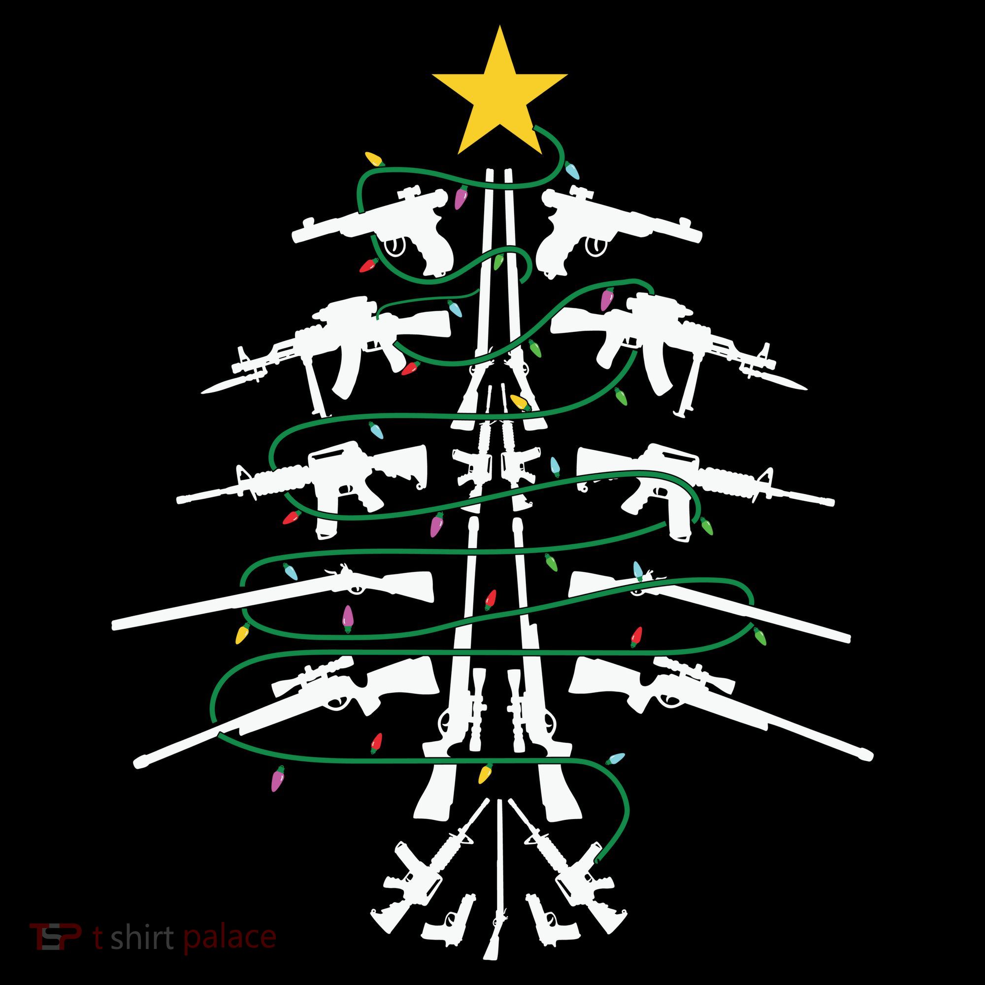 Guns Christmas Tree Xmas Veteran Women's Hoodie
