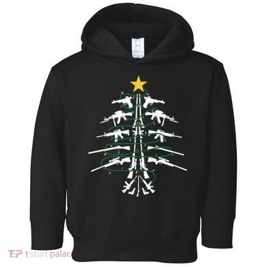 Guns Christmas Tree Xmas Veteran Toddler Hoodie