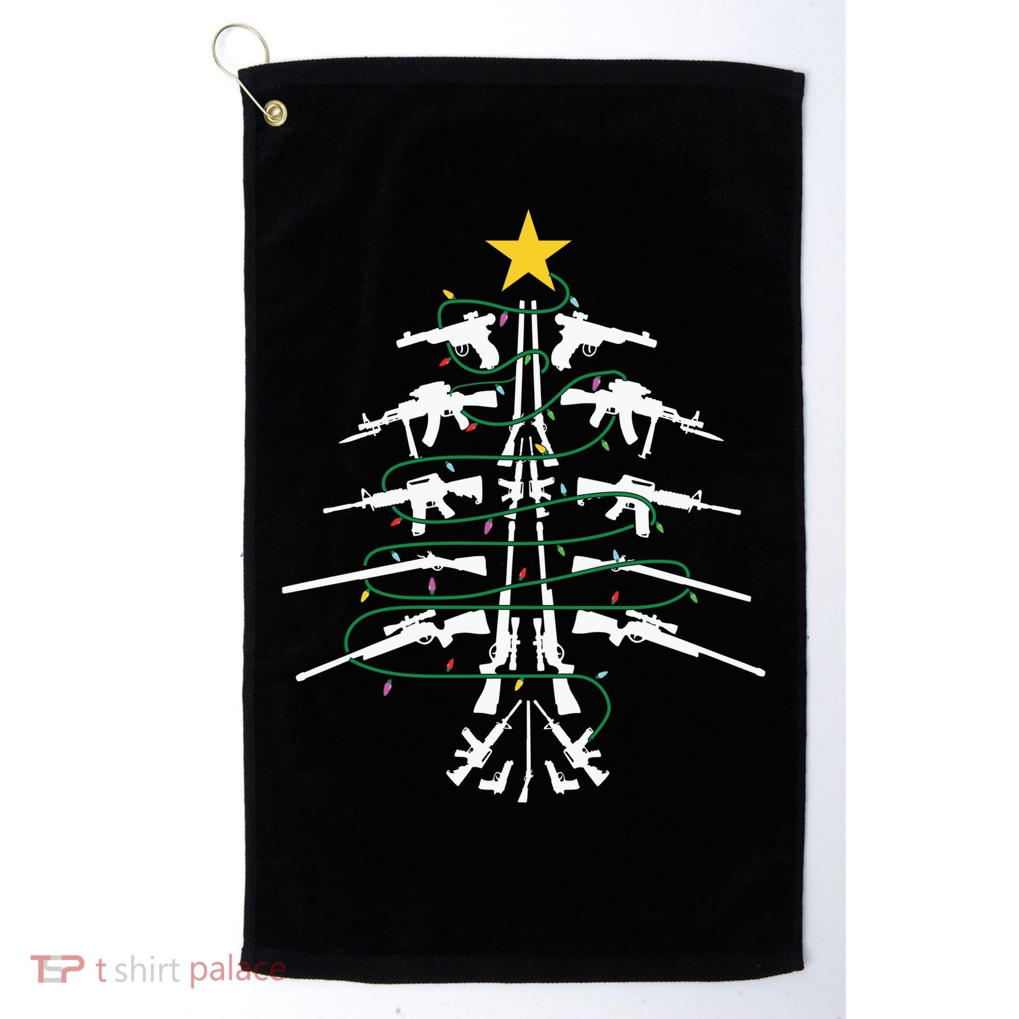 Guns Christmas Tree Xmas Veteran Golf Towel